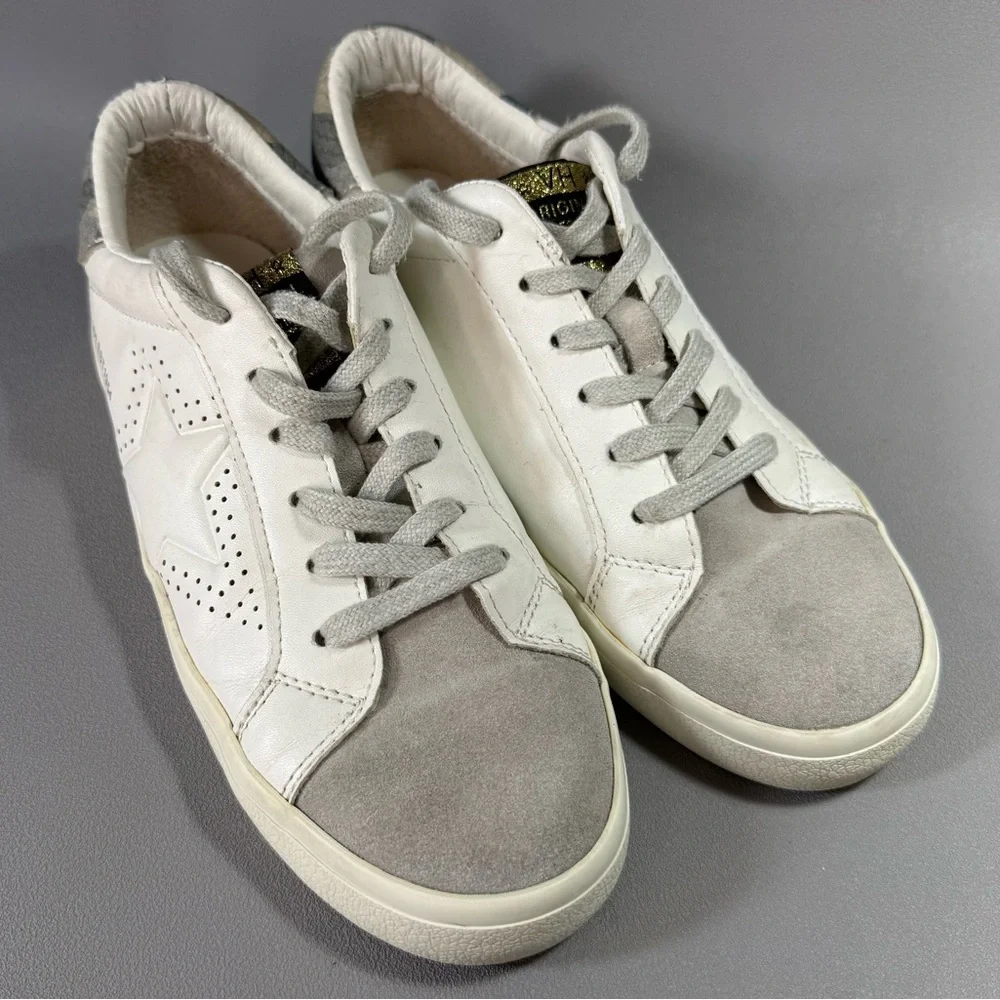 Vintage Havana Gemma White and Gray Camo Heel Leather Sneakers